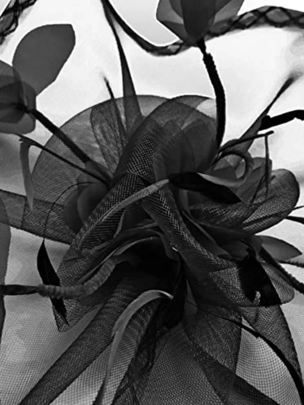 Mesh Floral Feather Fascinator Headband for Women Wedding Cocktail Tea Party